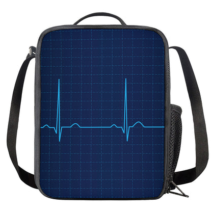 Heartbeat Electrocardiogram Print Crossbody Lunch Bag