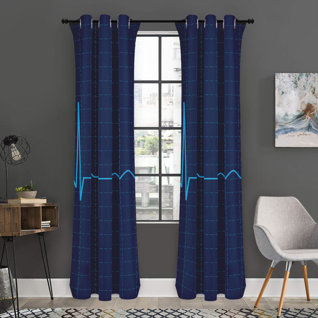 Heartbeat Electrocardiogram Print Curtain