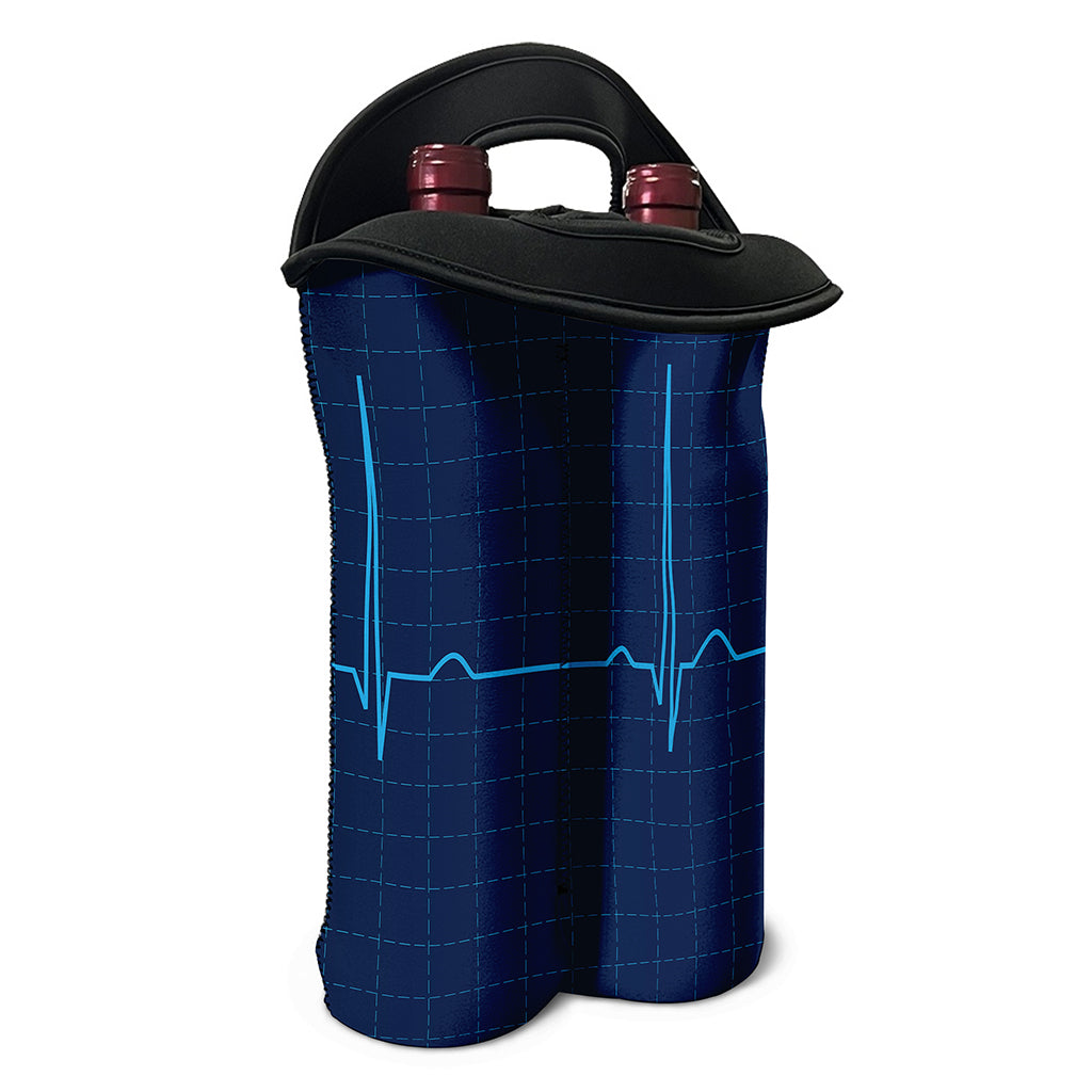 Heartbeat Electrocardiogram Print Double Neoprene Wine Tote
