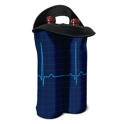 Heartbeat Electrocardiogram Print Double Neoprene Wine Tote