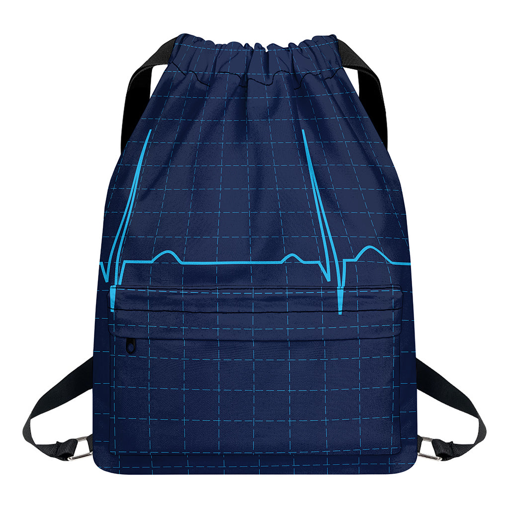 Heartbeat Electrocardiogram Print Drawstring Backpack