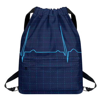 Heartbeat Electrocardiogram Print Drawstring Backpack