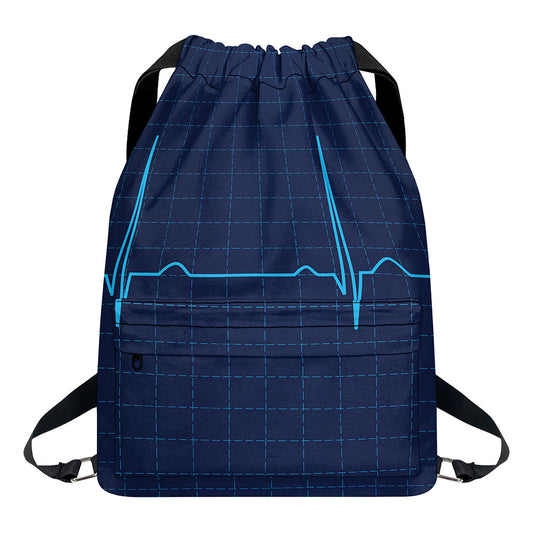 Heartbeat Electrocardiogram Print Drawstring Backpack