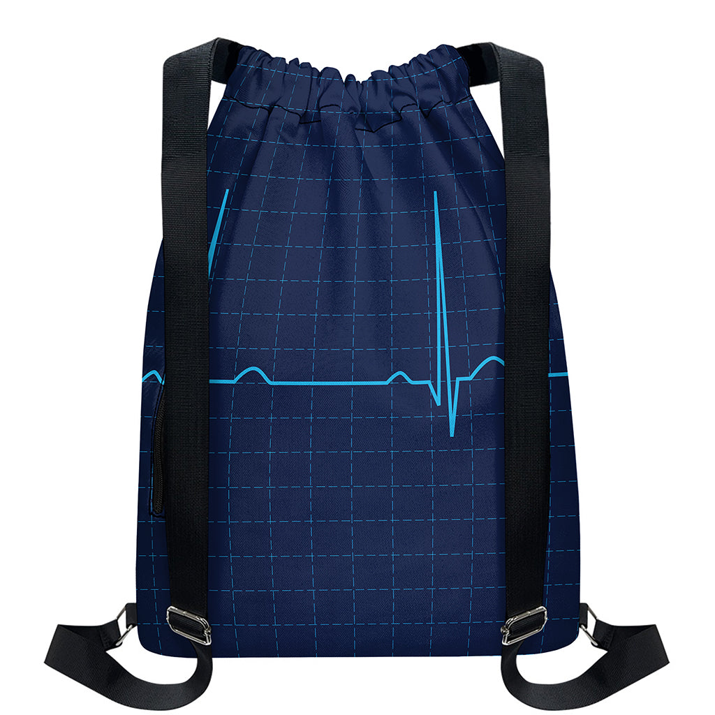 Heartbeat Electrocardiogram Print Drawstring Backpack