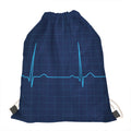 Heartbeat Electrocardiogram Print Drawstring Bag