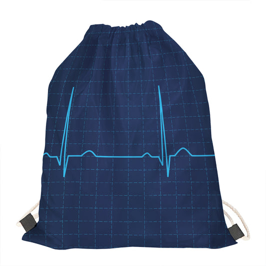 Heartbeat Electrocardiogram Print Drawstring Bag