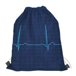 Heartbeat Electrocardiogram Print Drawstring Bag