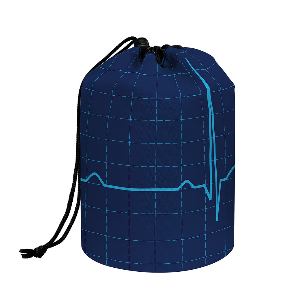 Heartbeat Electrocardiogram Print Drawstring Makeup Bag