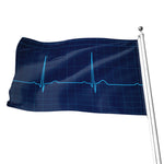 Heartbeat Electrocardiogram Print Flag