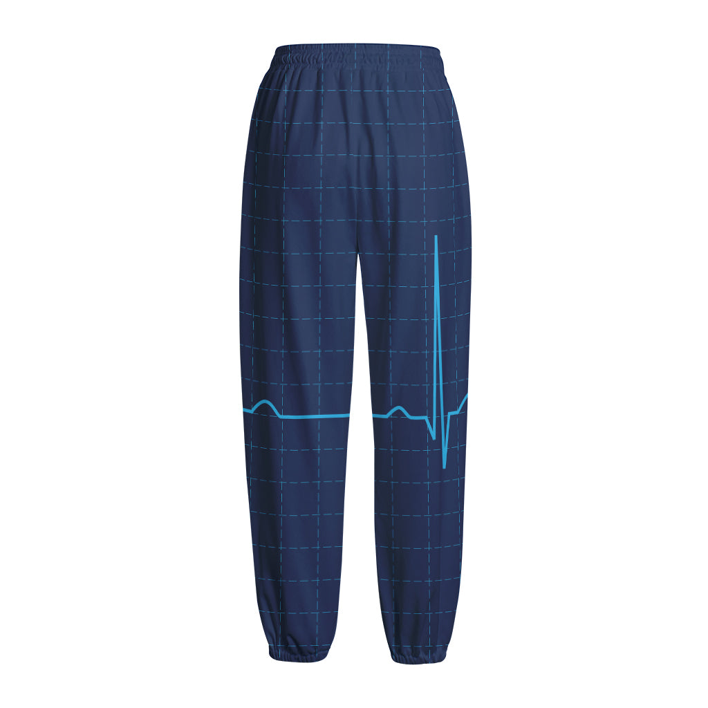 Heartbeat Electrocardiogram Print Fleece Lined Knit Pants