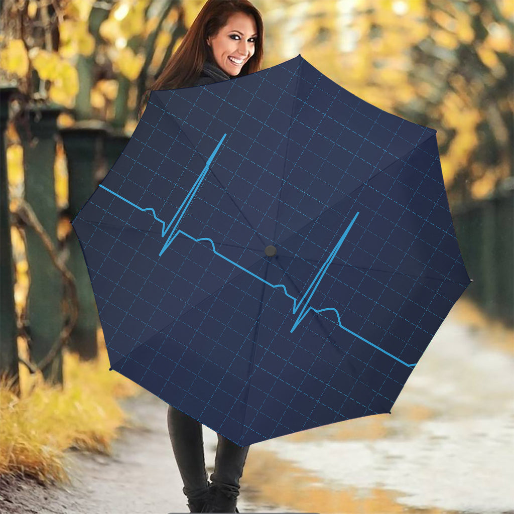 Heartbeat Electrocardiogram Print Foldable Umbrella
