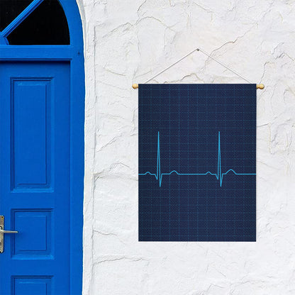 Heartbeat Electrocardiogram Print Garden Flag