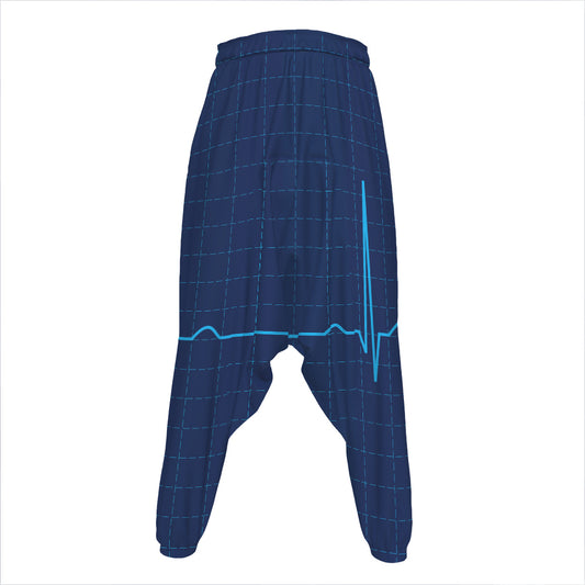 Heartbeat Electrocardiogram Print Hammer Pants