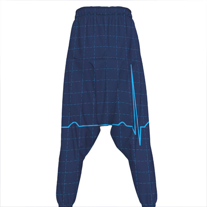 Heartbeat Electrocardiogram Print Hammer Pants