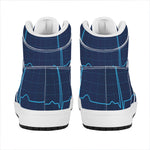 Heartbeat Electrocardiogram Print High Top Leather Sneakers