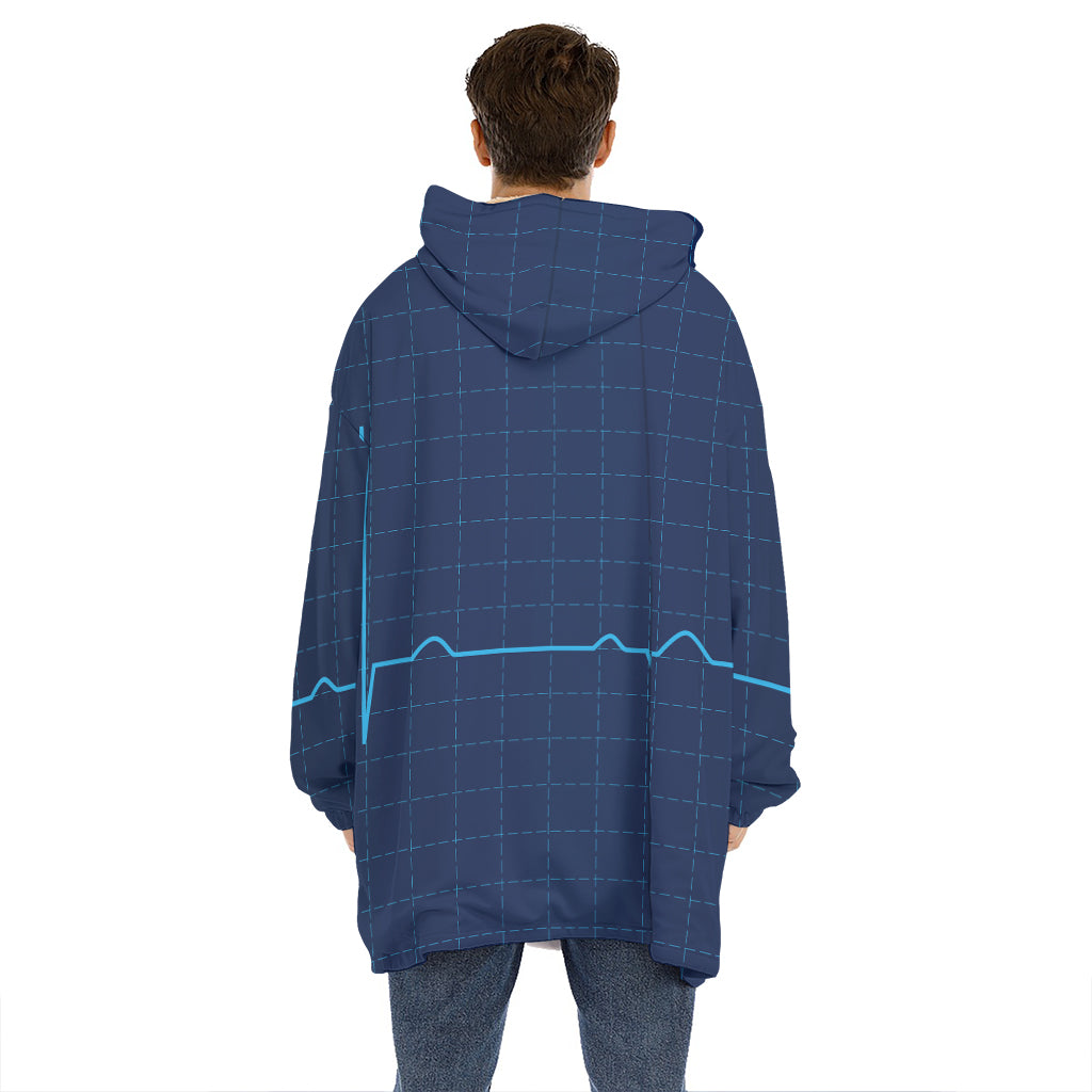 Heartbeat Electrocardiogram Print Hoodie Blanket