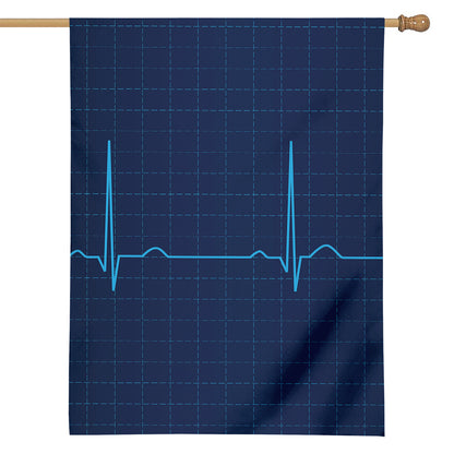 Heartbeat Electrocardiogram Print House Flag