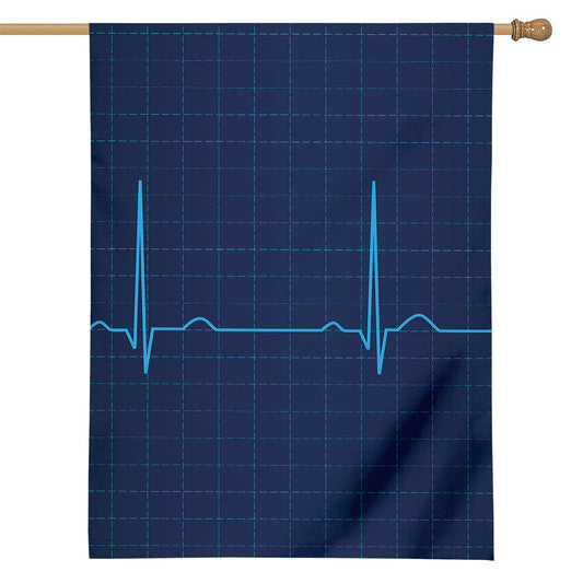 Heartbeat Electrocardiogram Print House Flag