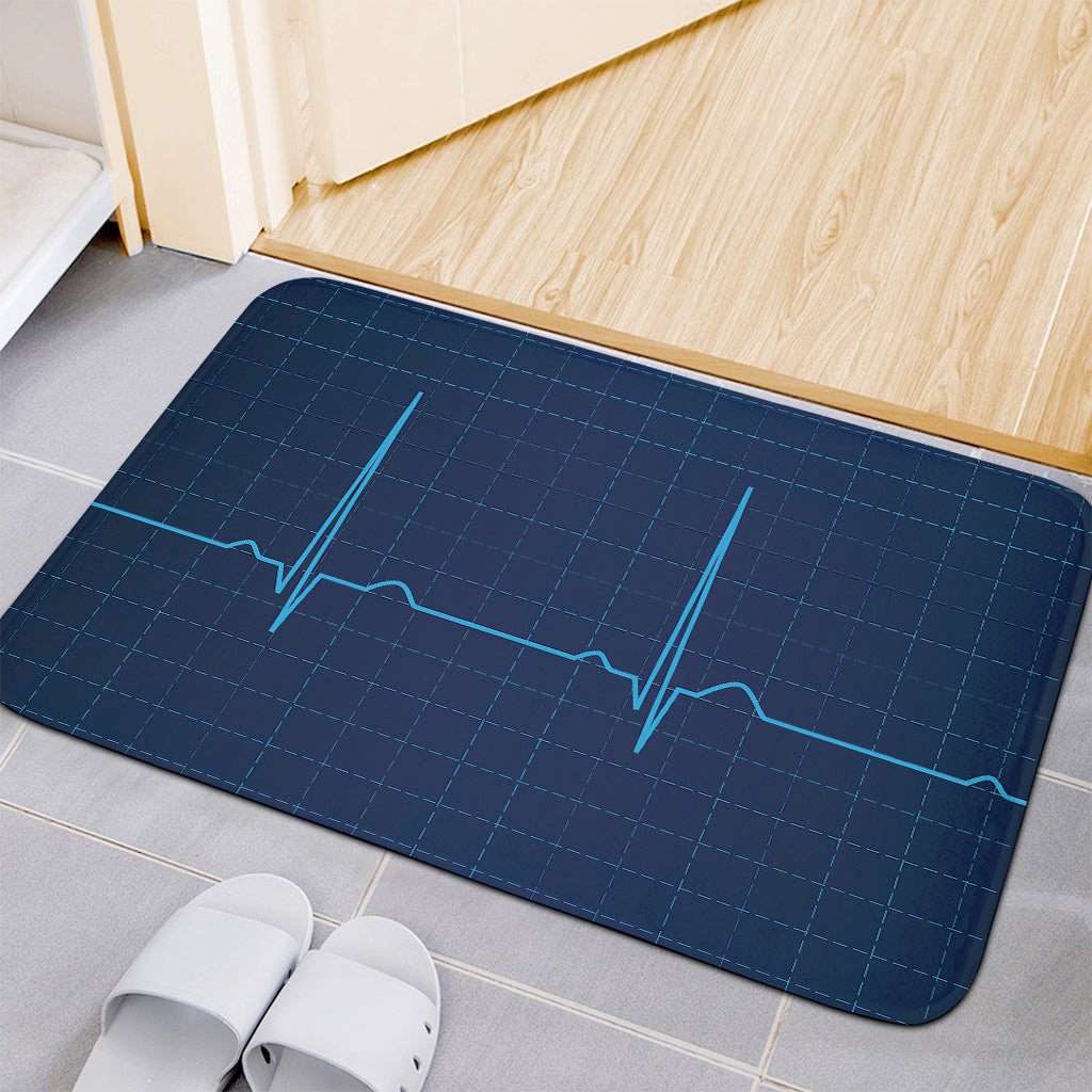 Heartbeat Electrocardiogram Print Indoor Door Mat