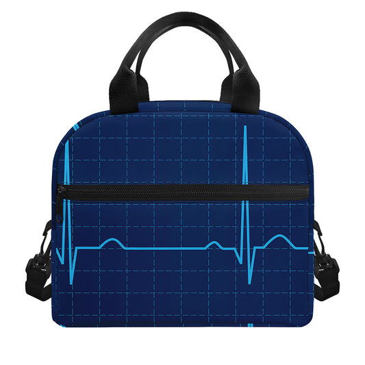 Heartbeat Electrocardiogram Print Insulated Lunch Bag