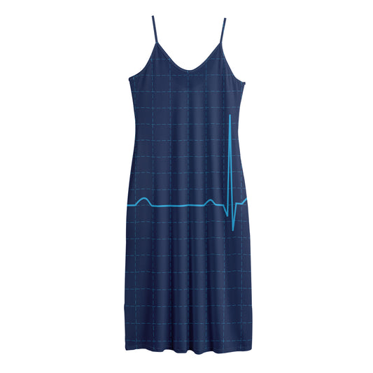Heartbeat Electrocardiogram Print Jersey Midi Cami Dress