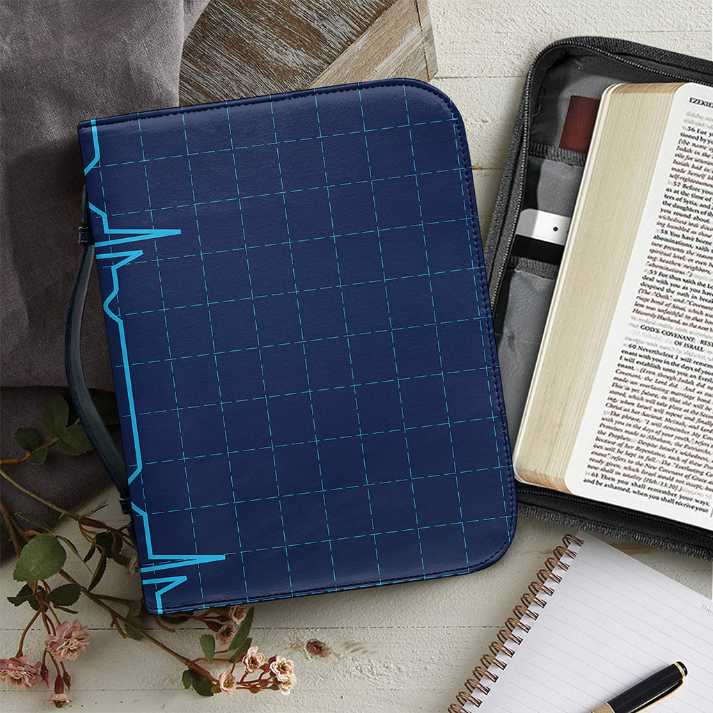 Heartbeat Electrocardiogram Print Leather Bible Cover