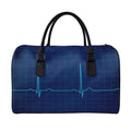 Heartbeat Electrocardiogram Print Leather Duffel Bag