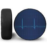 Heartbeat Electrocardiogram Print Leather Spare Tire Cover