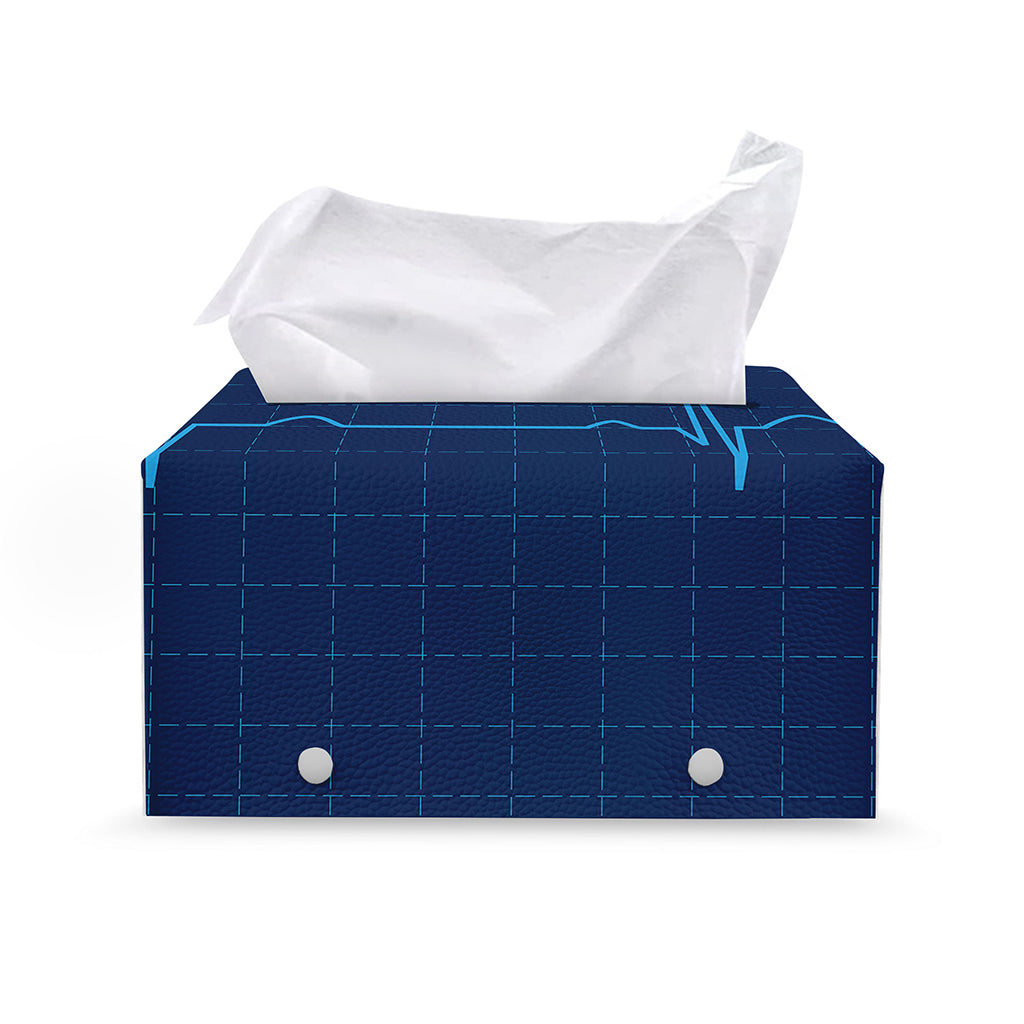 Heartbeat Electrocardiogram Print Leather Tissue Box Cover