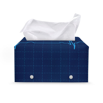 Heartbeat Electrocardiogram Print Leather Tissue Box Cover