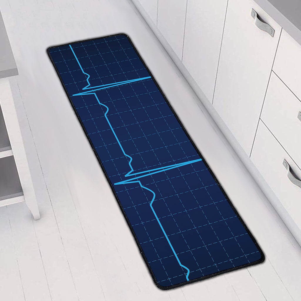 Heartbeat Electrocardiogram Print Long Kitchen Mat