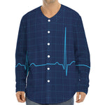 Heartbeat Electrocardiogram Print Long Sleeve Baseball Jersey