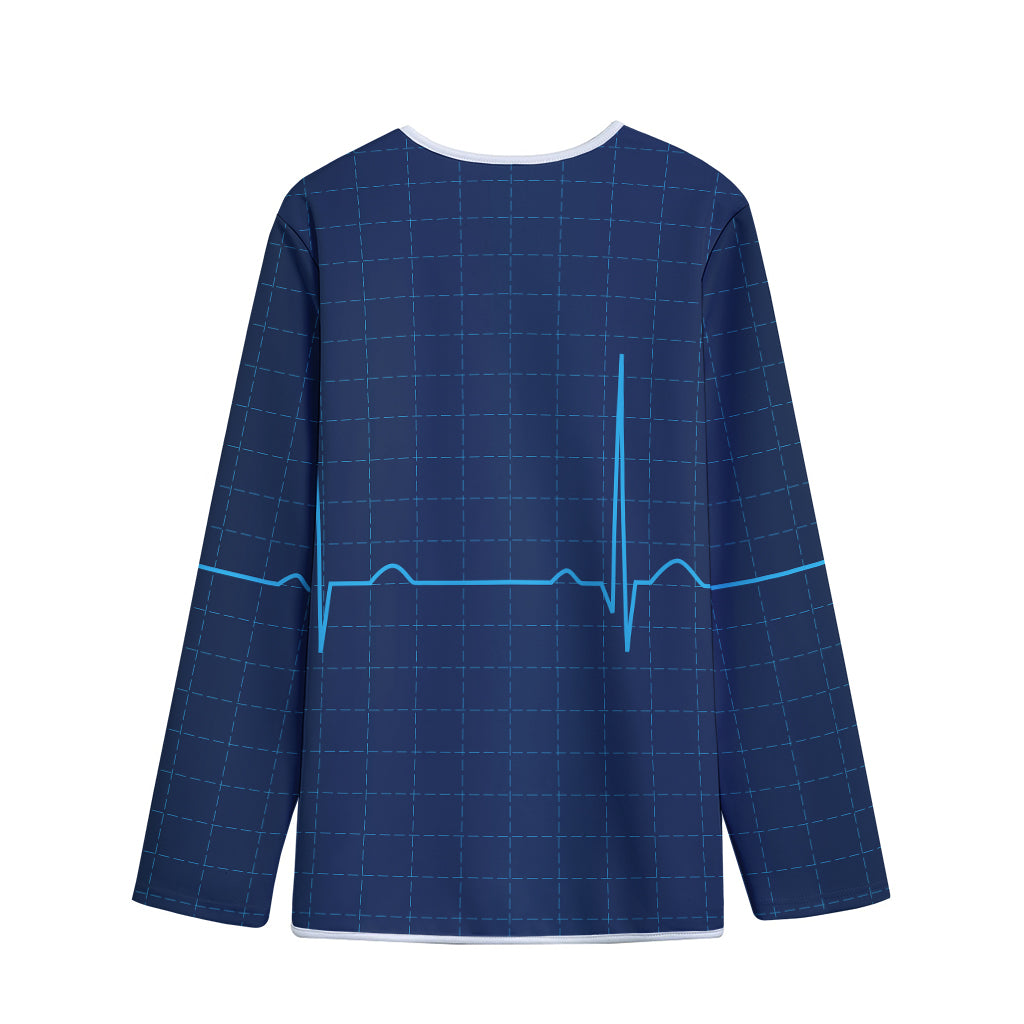 Heartbeat Electrocardiogram Print Long Sleeve Short Coat