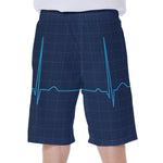 Heartbeat Electrocardiogram Print Men's Beach Shorts