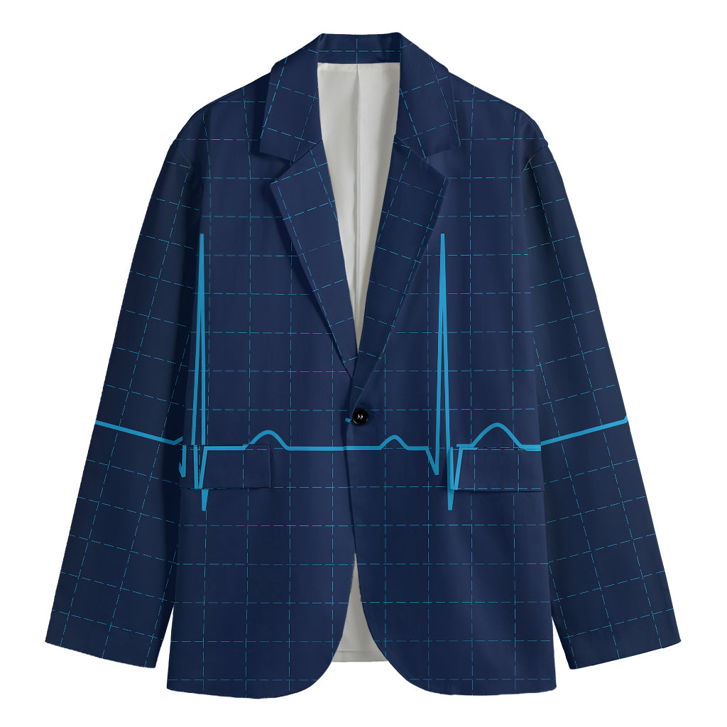 Heartbeat Electrocardiogram Print Men's Blazer