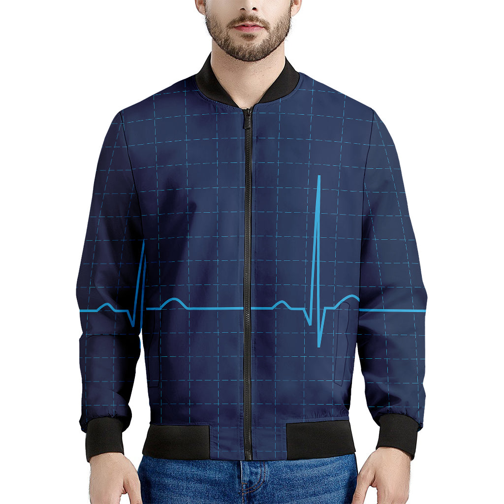 Heartbeat Electrocardiogram Print Men's Bomber Jacket