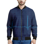 Heartbeat Electrocardiogram Print Men's Bomber Jacket