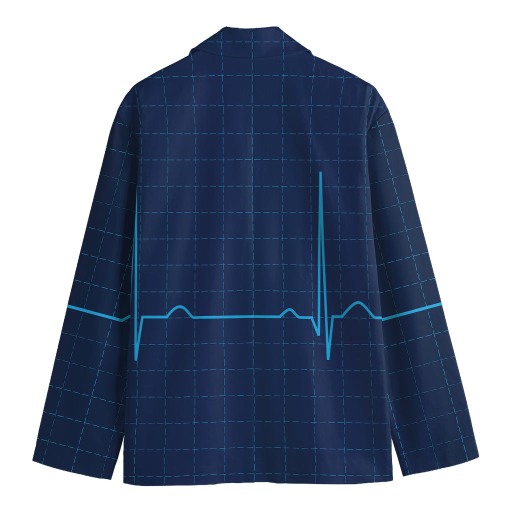 Heartbeat Electrocardiogram Print Men's Cotton Blazer