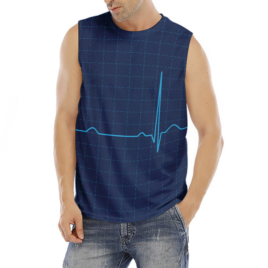 Heartbeat Electrocardiogram Print Men's Fitness Tank Top