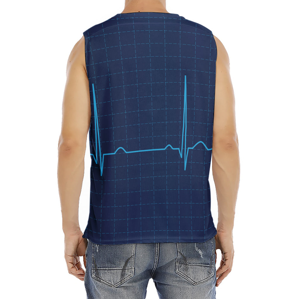 Heartbeat Electrocardiogram Print Men's Fitness Tank Top