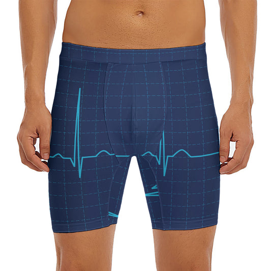 Heartbeat Electrocardiogram Print Men's Long Boxer Briefs