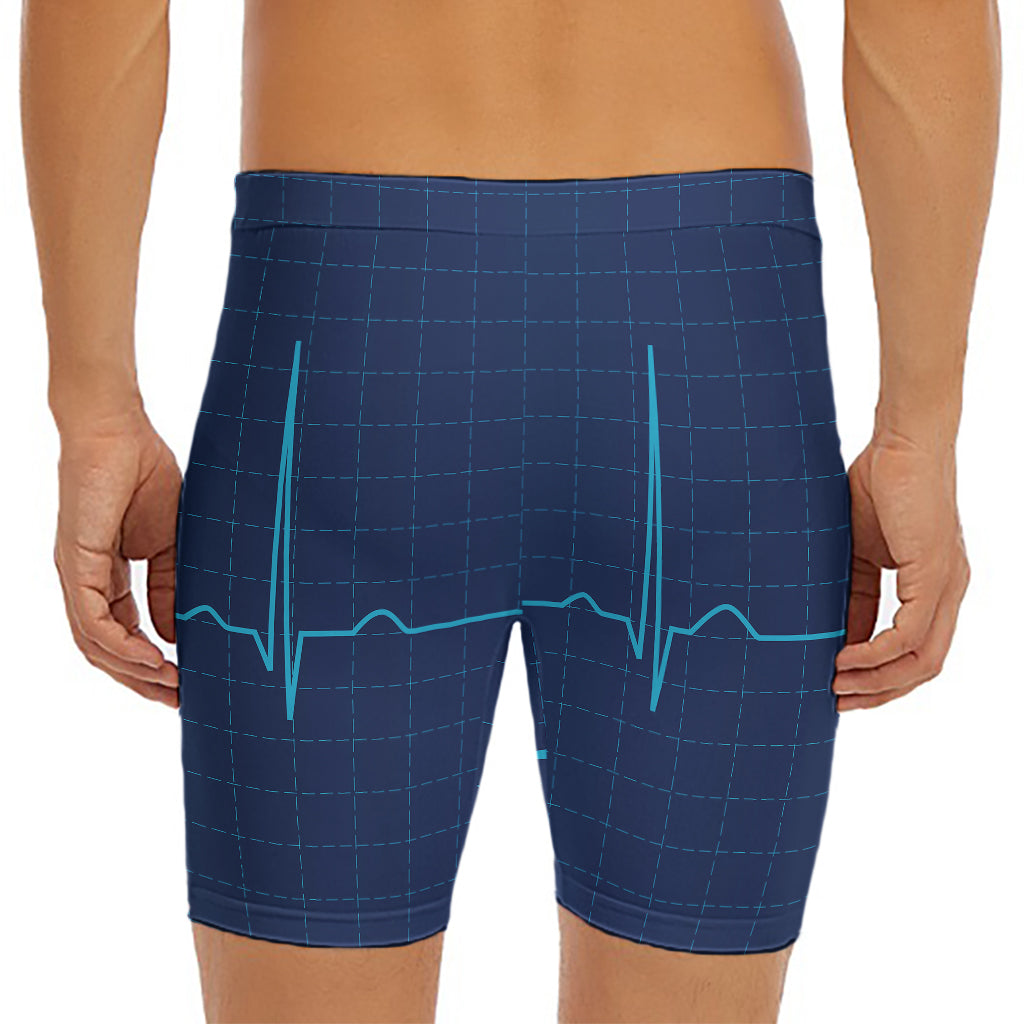 Heartbeat Electrocardiogram Print Men's Long Boxer Briefs
