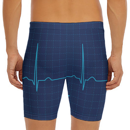 Heartbeat Electrocardiogram Print Men's Long Boxer Briefs