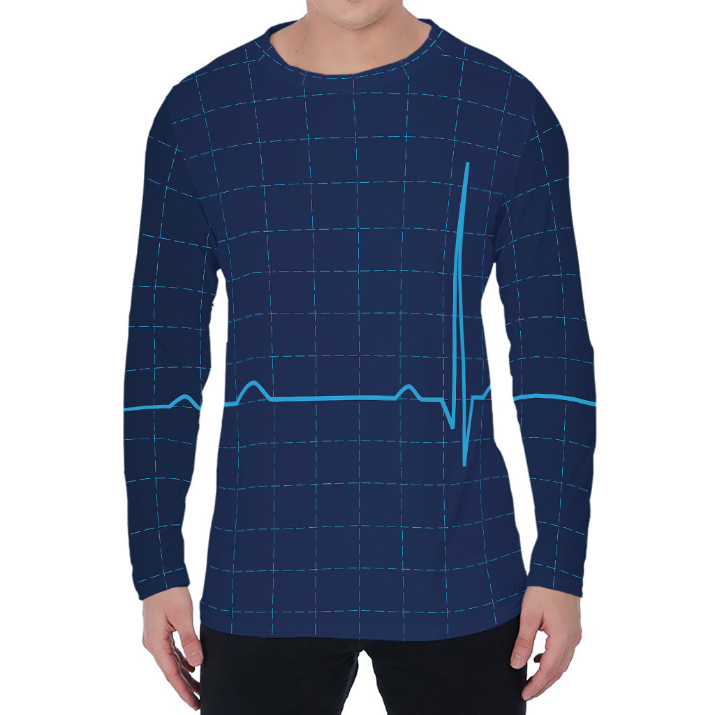 Heartbeat Electrocardiogram Print Men's Long Sleeve T-Shirt