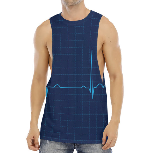 Heartbeat Electrocardiogram Print Men's Muscle Tank Top