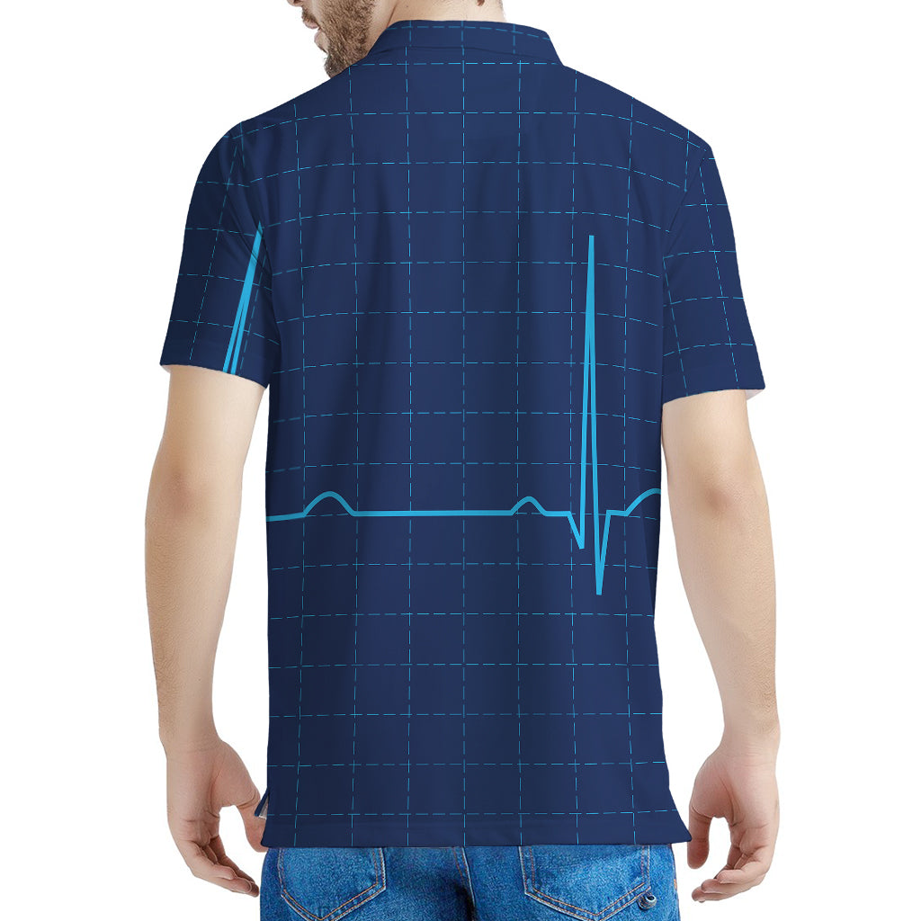 Heartbeat Electrocardiogram Print Men's Polo Shirt