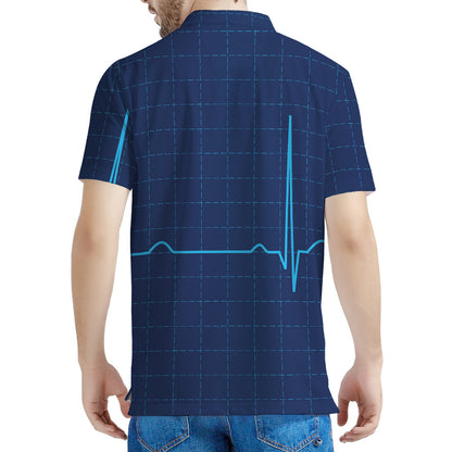 Heartbeat Electrocardiogram Print Men's Polo Shirt