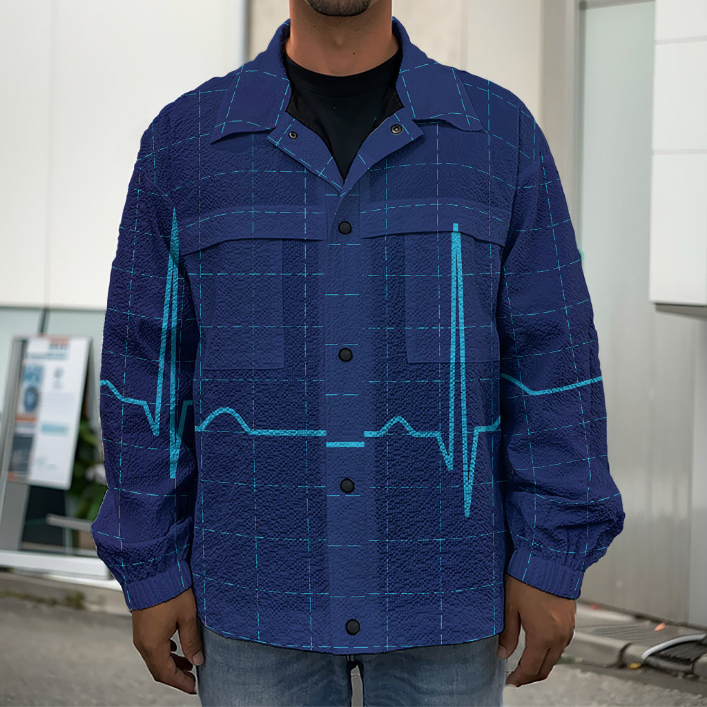 Heartbeat Electrocardiogram Print Men's Shirt Jacket