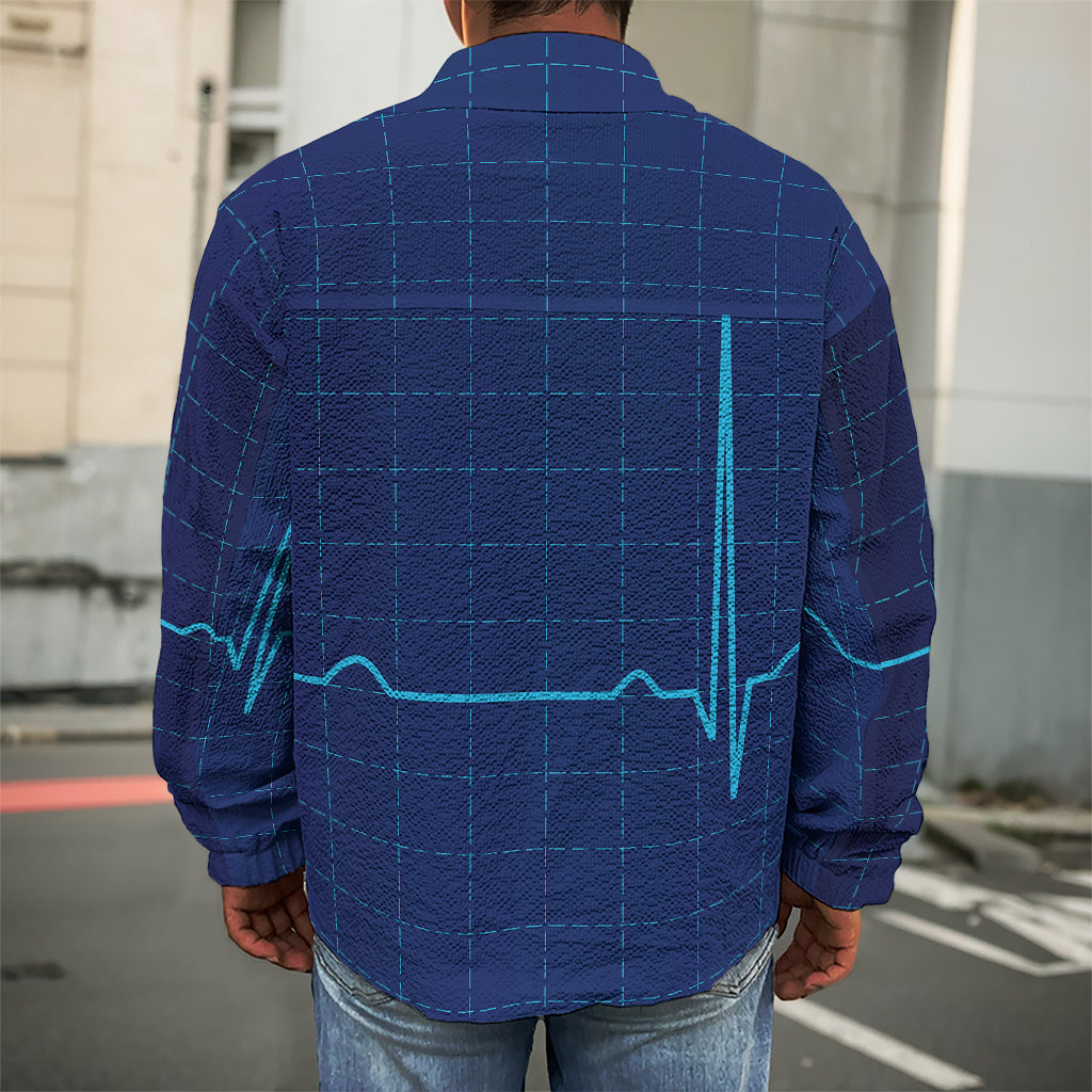 Heartbeat Electrocardiogram Print Men's Shirt Jacket