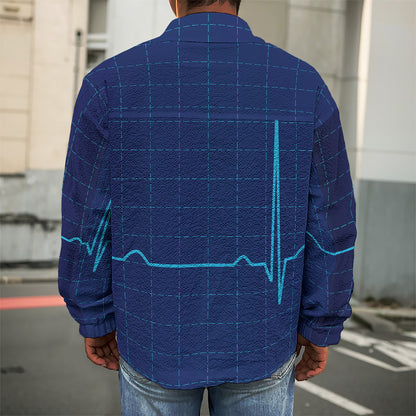 Heartbeat Electrocardiogram Print Men's Shirt Jacket